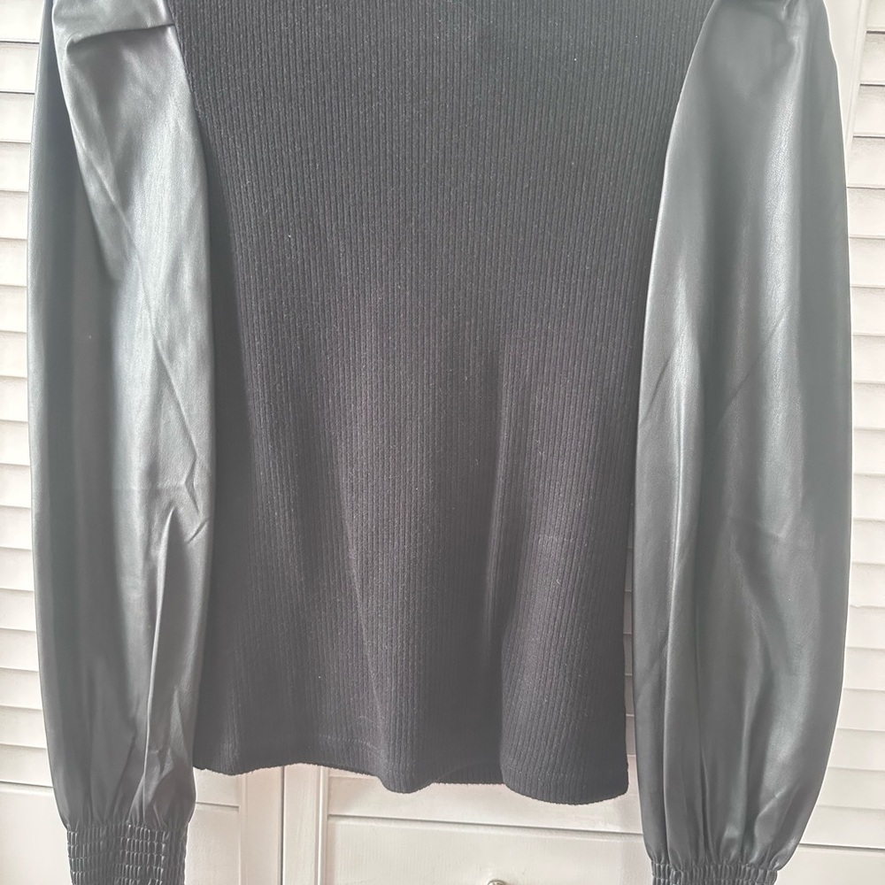 Anthropologie Black Ribbed Knit Sweater Top